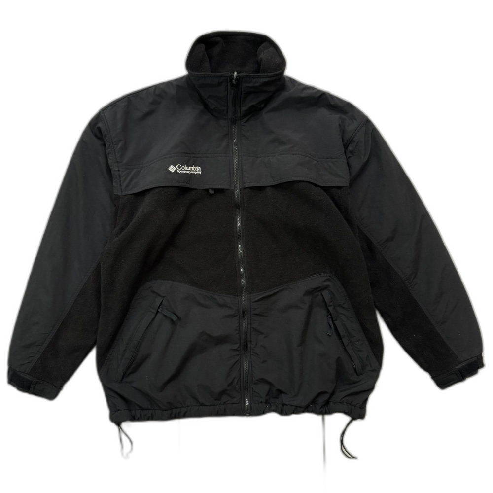 VTG Columbia Sportswear Mens Size L Full Zip Fleece Mock Neck Jacket Black